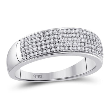10kt White Gold Mens Round Diamond Wedding Band Ring 1/3 Cttw