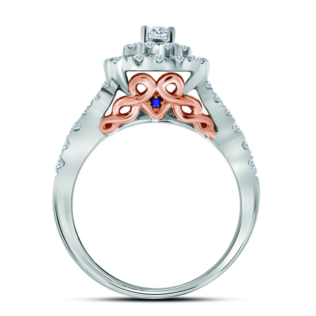 14kt Two-tone Gold Round Diamond Bridal Wedding Ring Band Set 1 Cttw