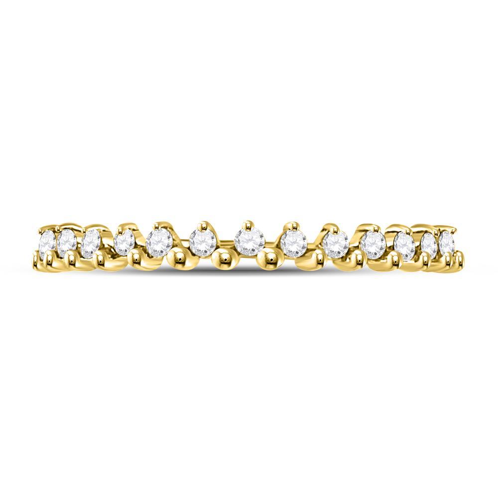 10kt Yellow Gold Womens Round Diamond Stackable Band Ring 1/8 Cttw