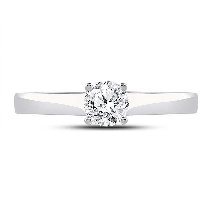14kt White Gold Womens Round Diamond Solitaire Bridal Wedding Engagement Ring 1/2 Cttw