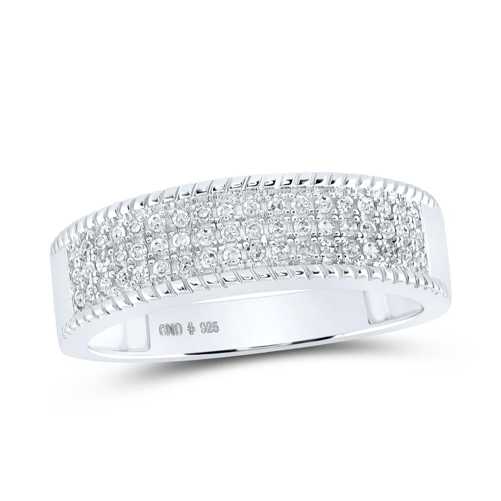 Sterling Silver His Hers Round Diamond Square Matching Wedding Set 7/8 Cttw