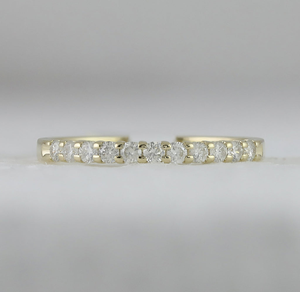 14kt Yellow Gold Womens Round Diamond Wedding Single Row Band 1/4 Cttw