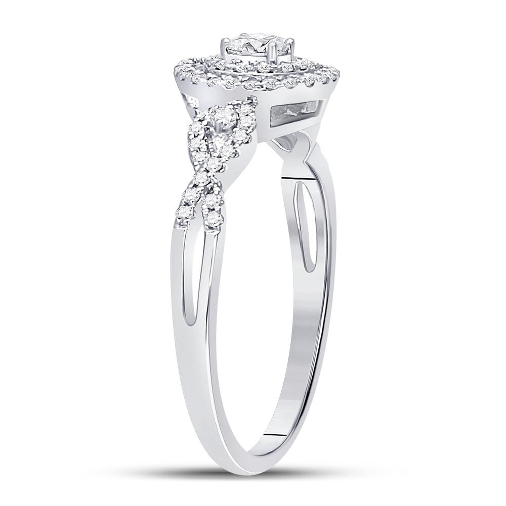 10kt White Gold Round Diamond Solitaire Bridal Wedding Engagement Ring 3/8 Cttw