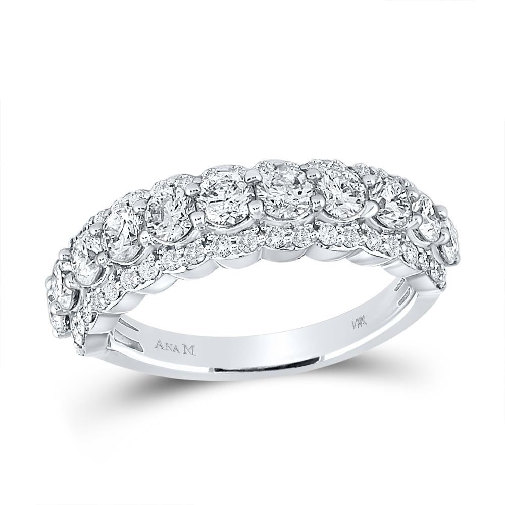 14kt White Gold Womens Round Diamond Anniversary Band Ring 1-3/4 Cttw
