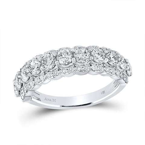 14kt White Gold Womens Round Diamond Anniversary Band Ring 1-3/4 Cttw