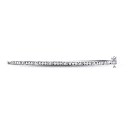 10kt White Gold Womens Round Diamond Stackable Bangle Bracelet 1/2 Cttw