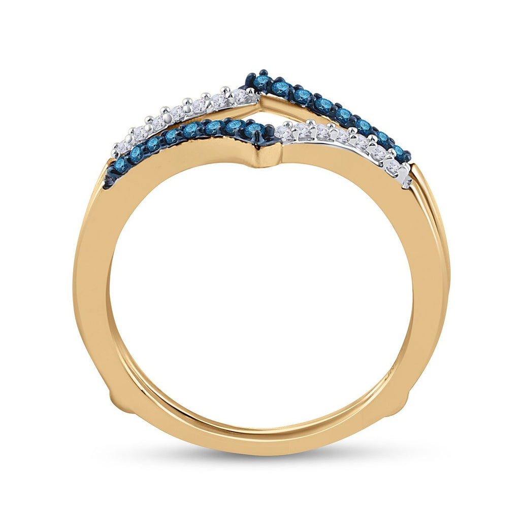 10kt Yellow Gold Womens Round Blue Color Enhanced Diamond Enhancer Wedding Band 1/5 Cttw