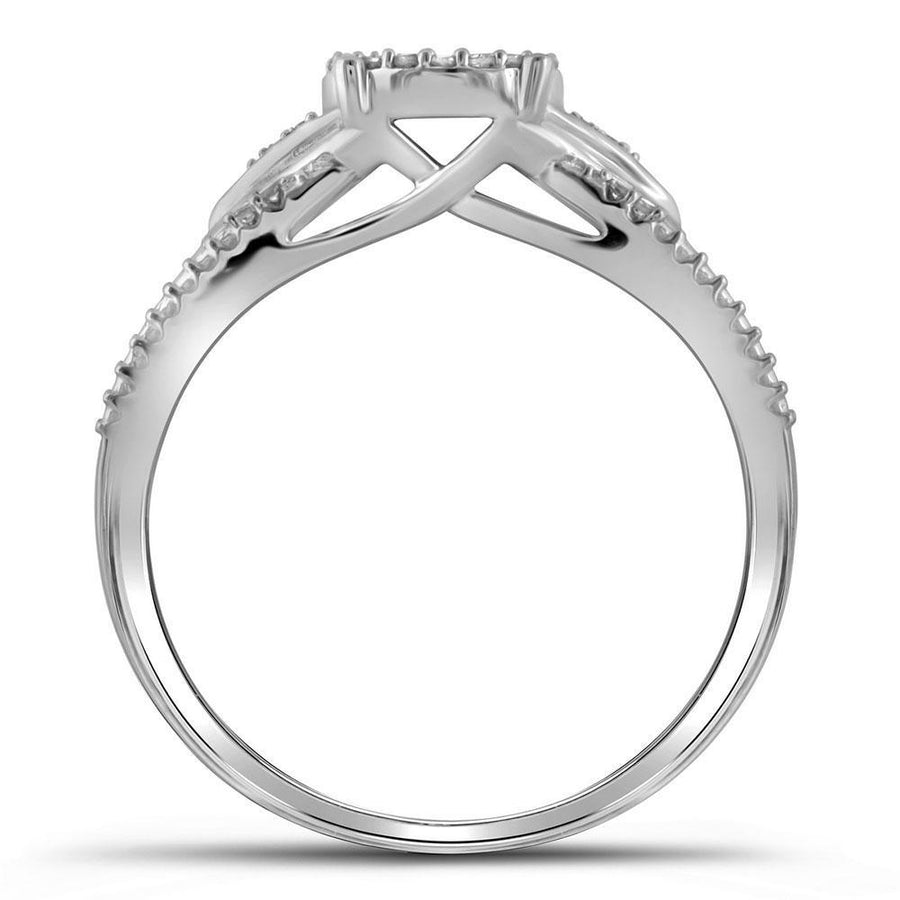 10kt White Gold Round Diamond Cluster Bridal Wedding Engagement Ring 1/6 Cttw