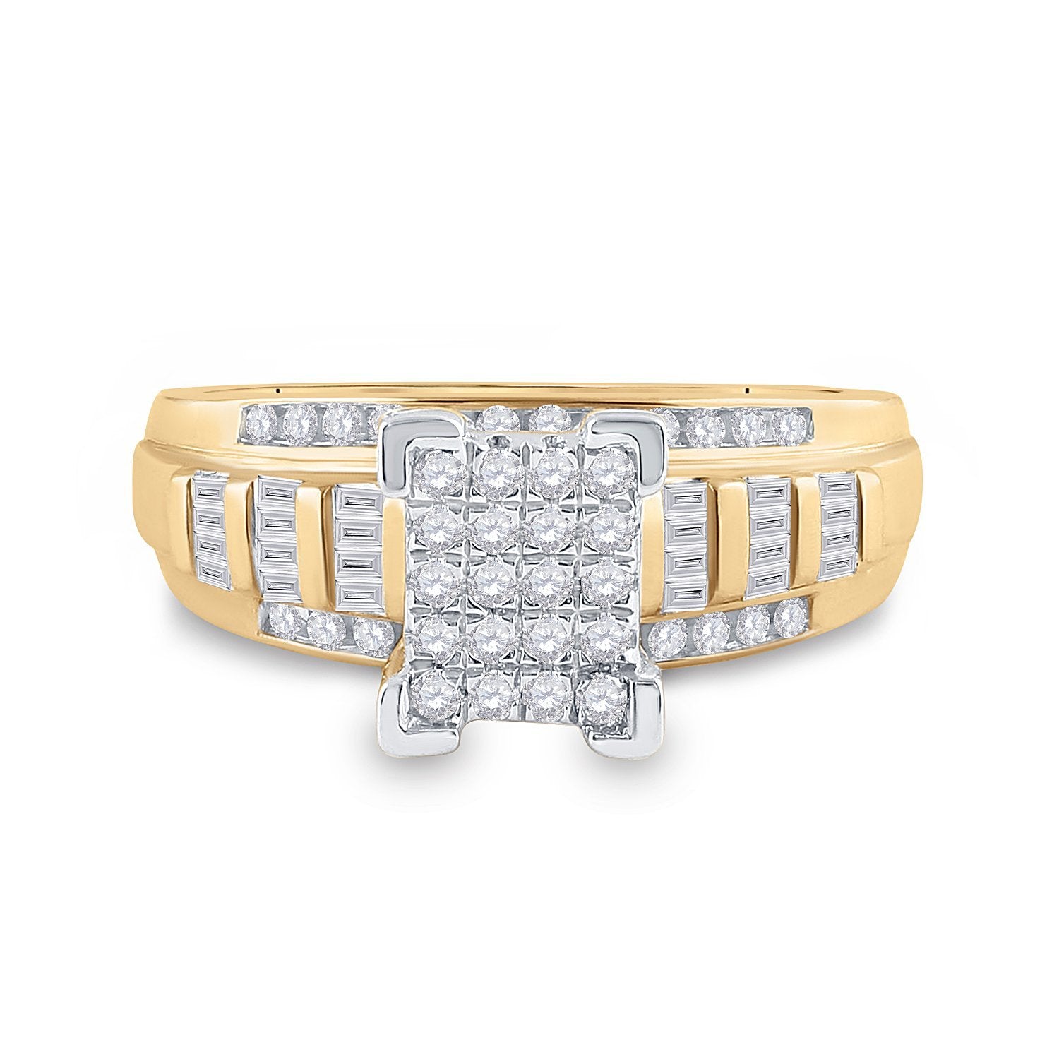 10kt Yellow Gold Round Diamond Cluster Bridal Wedding Engagement Ring 1/2 Cttw