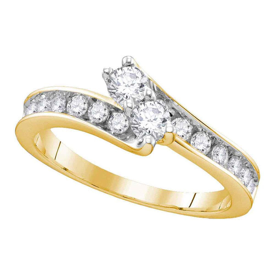 14kt Yellow Gold Round Diamond 2-stone Bridal Wedding Engagement Ring 3/4 Cttw