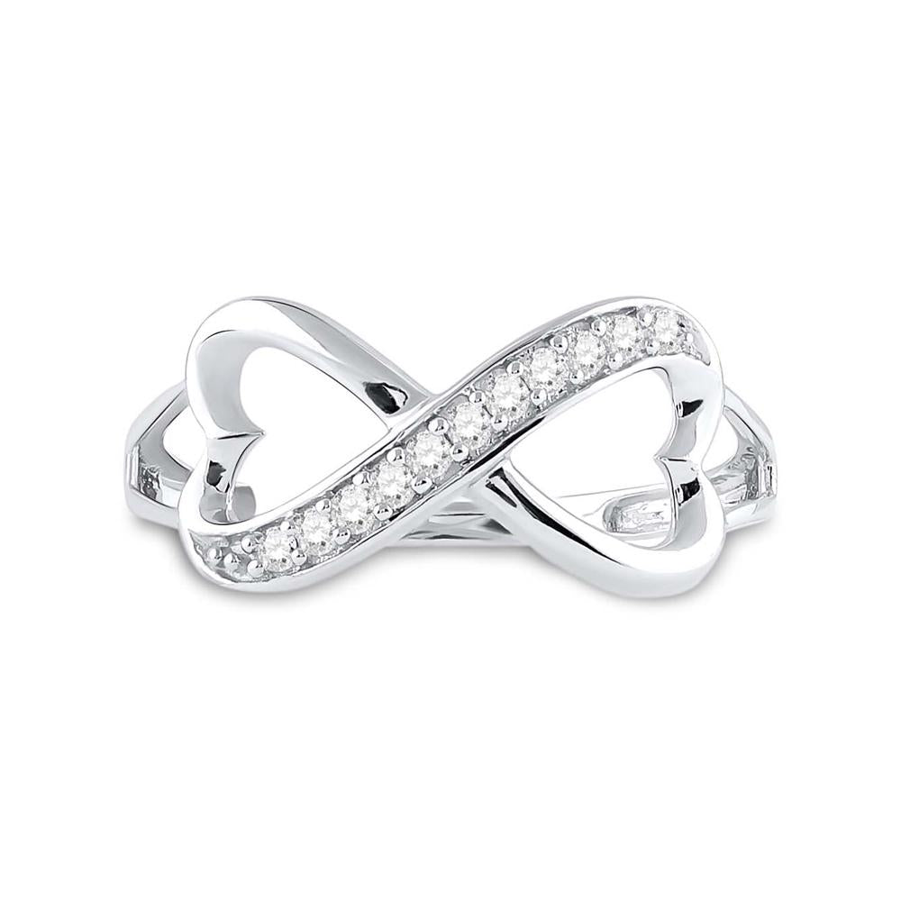 Sterling Silver Womens Round Diamond Infinity Fashion Band Ring 1/10 Cttw