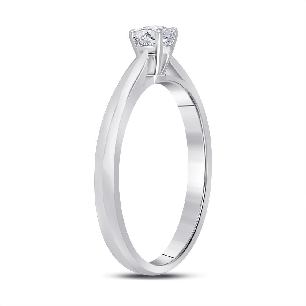 14kt White Gold Womens Round Diamond Solitaire Bridal Wedding Engagement Ring 1/4 Cttw