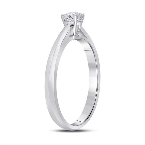 14kt White Gold Womens Round Diamond Solitaire Bridal Wedding Engagement Ring 1/4 Cttw