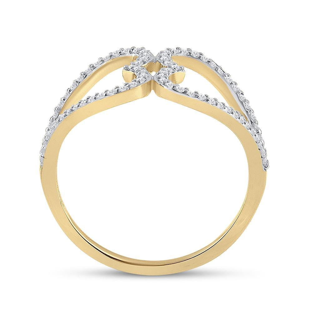 10kt Yellow Gold Womens Round Diamond Negative Space Heart Ring 1/5 Cttw