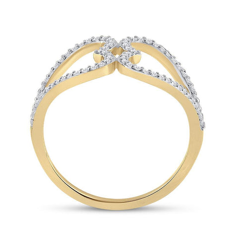 10kt Yellow Gold Womens Round Diamond Negative Space Heart Ring 1/5 Cttw