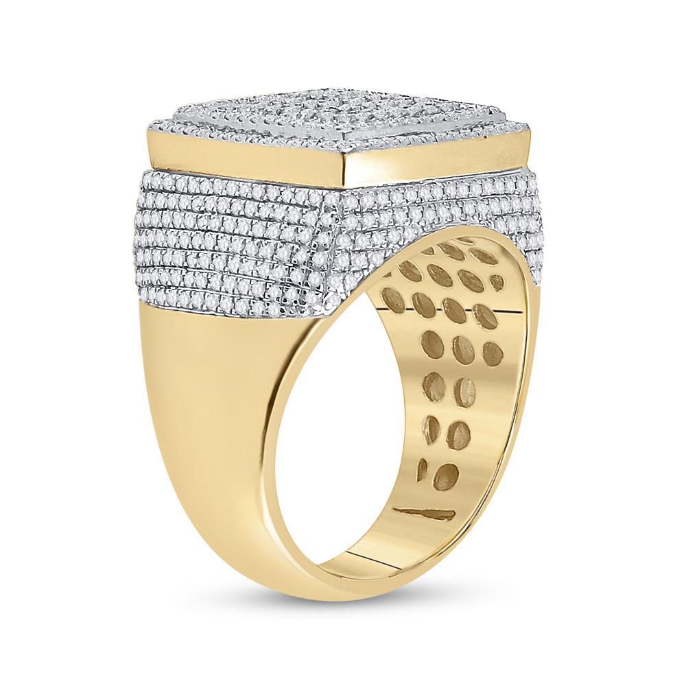 10kt Yellow Gold Mens Baguette Diamond Square Ring 2 Cttw