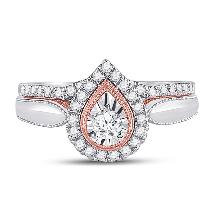 10kt Two-tone Gold Round Diamond Bridal Wedding Ring Band Set 1/2 Cttw