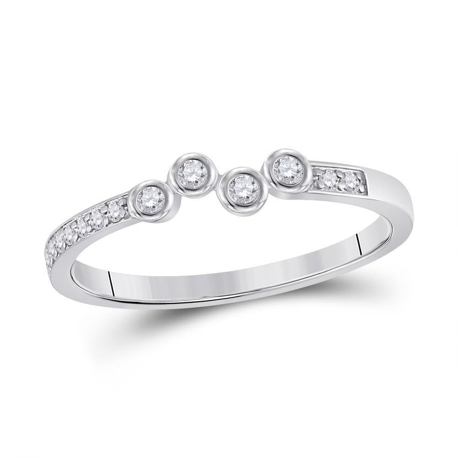 10kt White Gold Womens Round Diamond Stackable Band Ring 1/5 Cttw