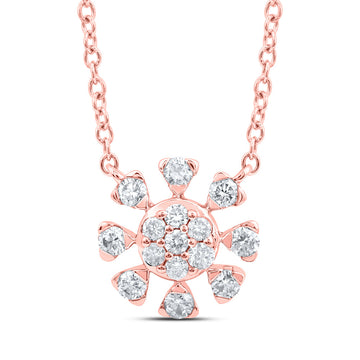 14kt Rose Gold Womens Round Diamond 18-inch Cluster Necklace 1/3 Cttw