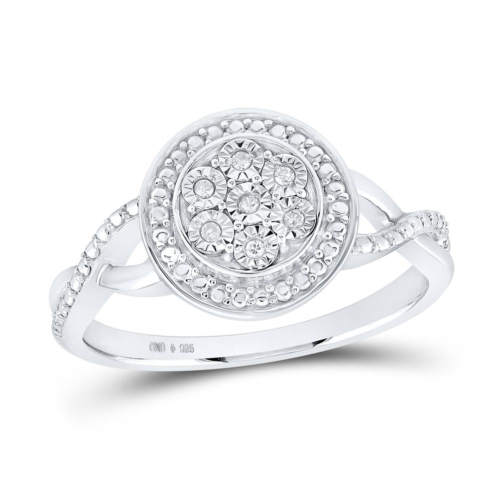 Sterling Silver Womens Round Diamond Circle Ring .03 Cttw