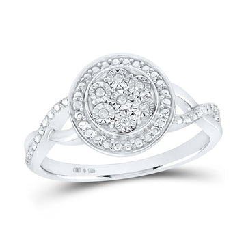 Sterling Silver Womens Round Diamond Circle Ring .03 Cttw