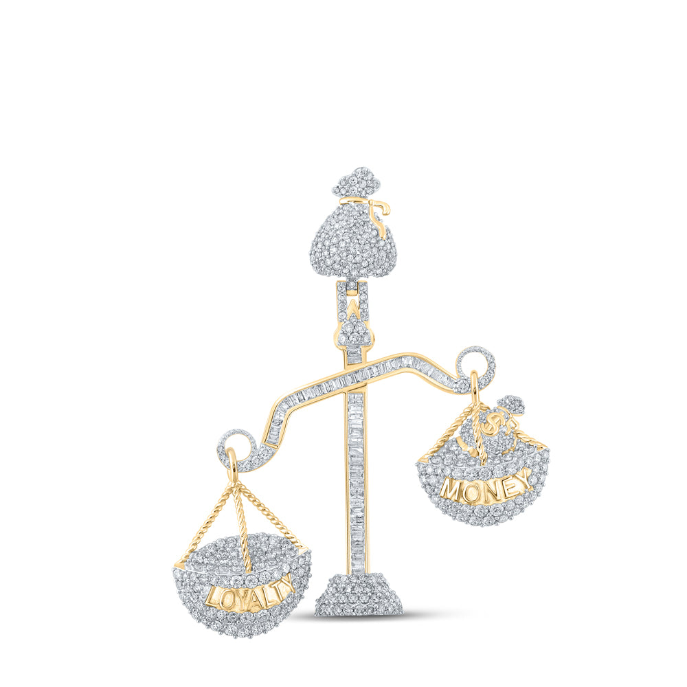 10kt Yellow Gold Mens Baguette Diamond Scales Loyalty Money Charm Pendant 3 Cttw