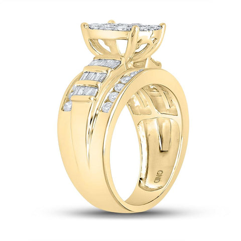 10kt Yellow Gold Round Diamond Oval Bridal Wedding Engagement Ring 1-1/2 Cttw