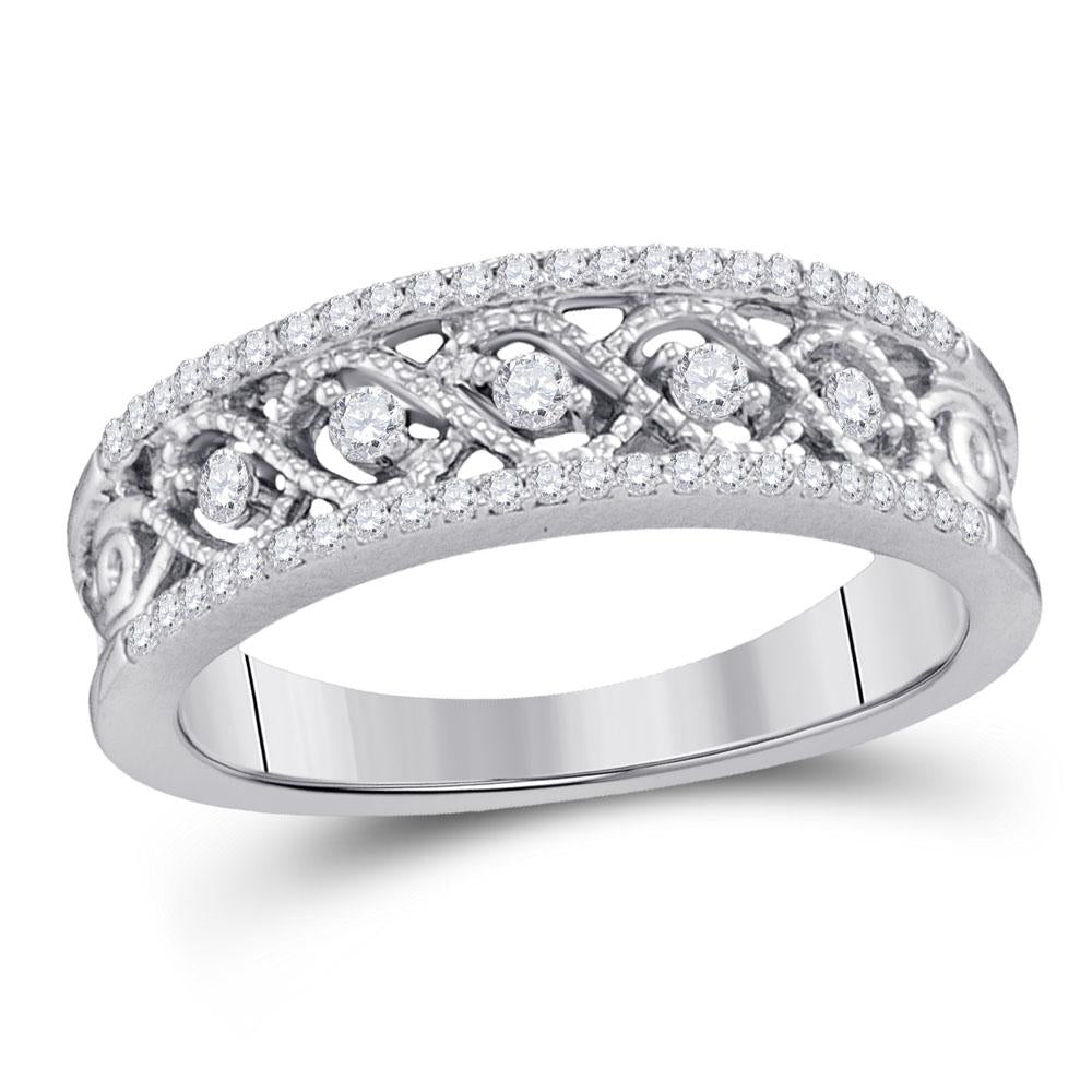 10kt White Gold Womens Round Diamond Band Ring 1/4 Cttw