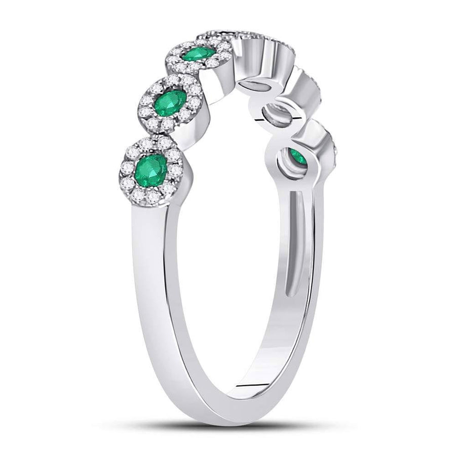 10kt White Gold Womens Round Emerald Circle Stackable Band Ring 1/2 Cttw