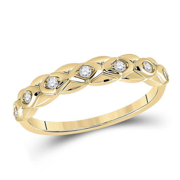 10kt Yellow Gold Womens Round Diamond Band Ring 1/10 Cttw
