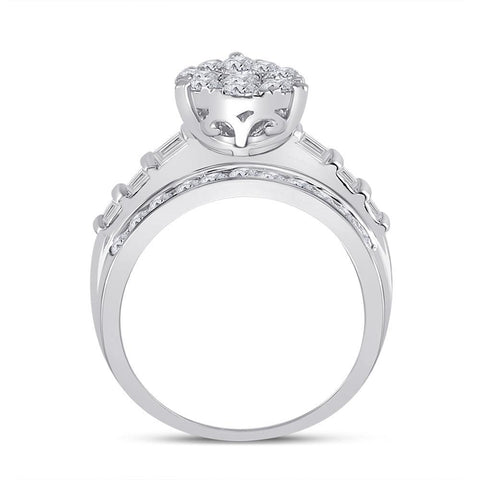 10kt White Gold Round Diamond Pear Bridal Wedding Engagement Ring 2 Cttw