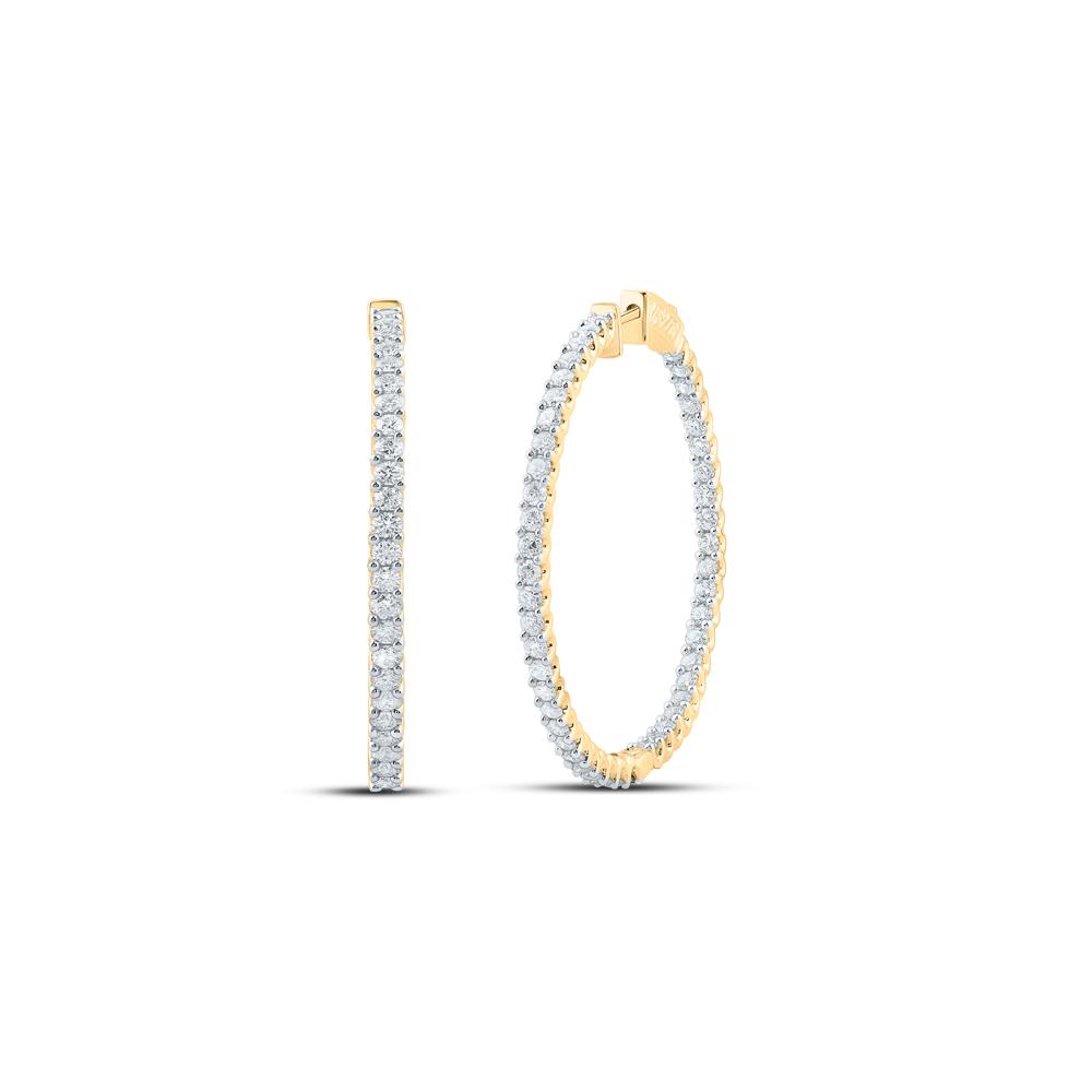 14kt Yellow Gold Womens Round Diamond Hoop Earrings 3-7/8 Cttw