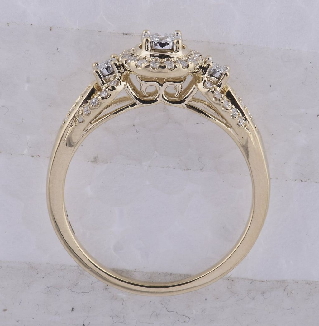 14kt Yellow Gold Womens Round Diamond 3-stone Ring 1/4 Cttw
