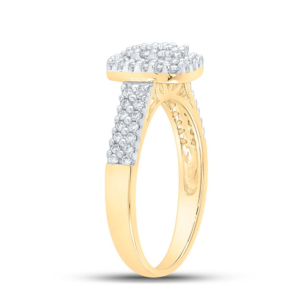 10kt Yellow Gold Round Diamond Cluster Bridal Wedding Engagement Ring 1/2 Cttw