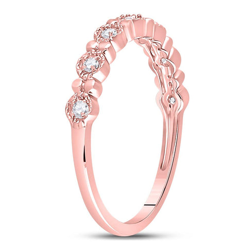 10kt Rose Gold Womens Round Diamond Stackable Band Ring 1/10 Cttw