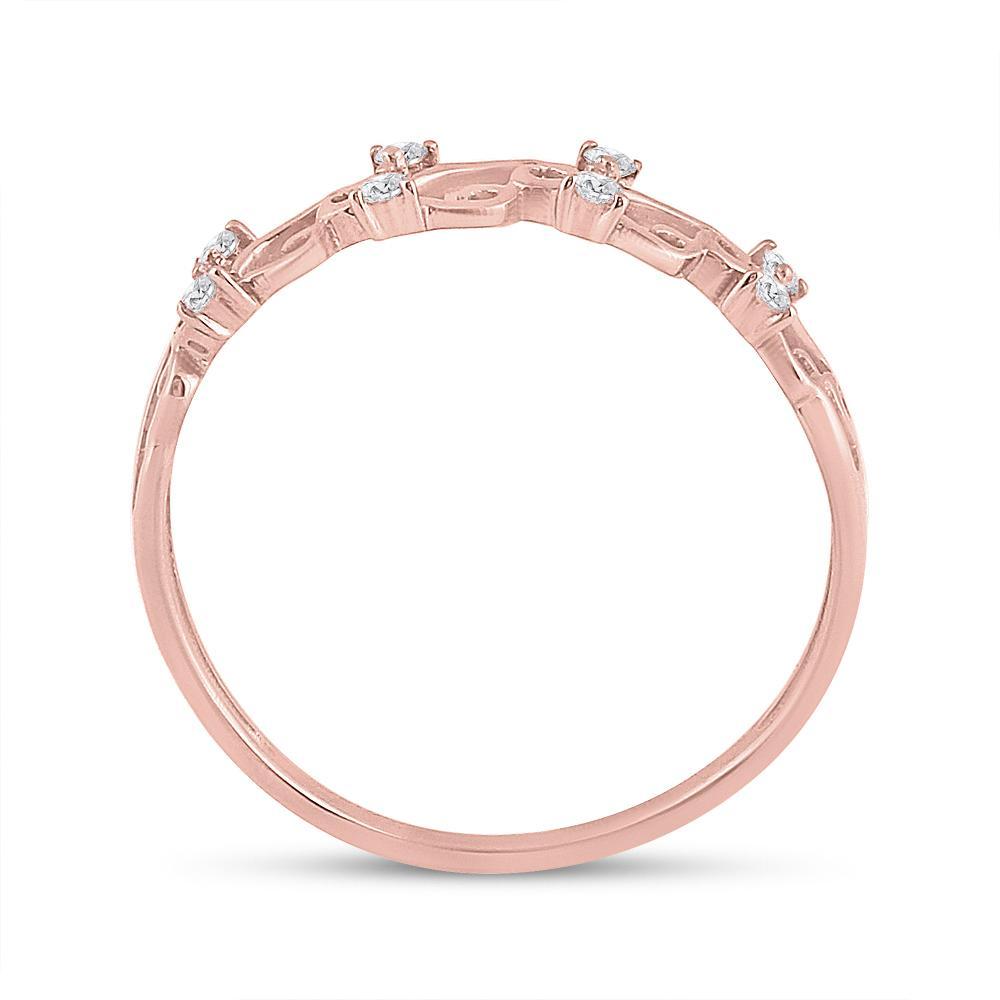 10kt Rose Gold Womens Round Diamond Curl Band Ring 1/10 Cttw