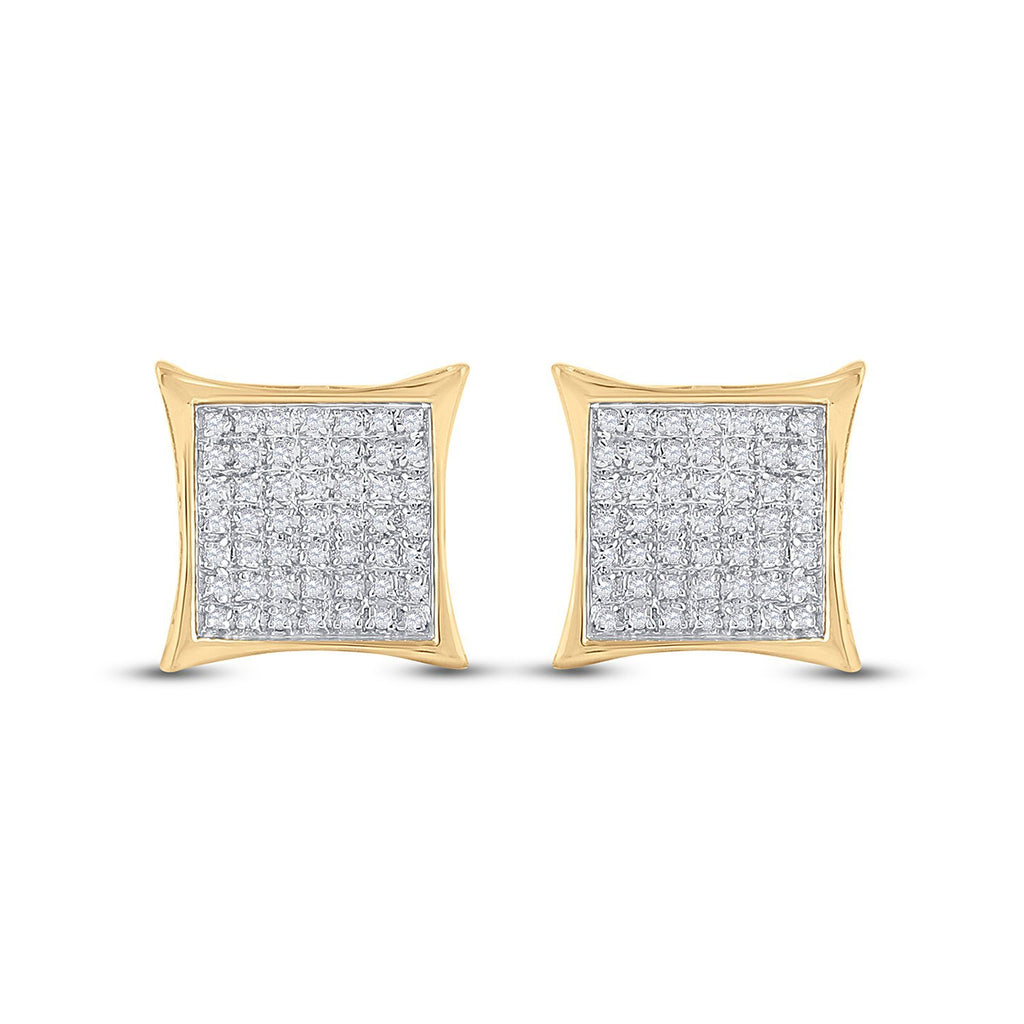 10kt Yellow Gold Womens Round Diamond Kite Square Earrings 1/3 Cttw