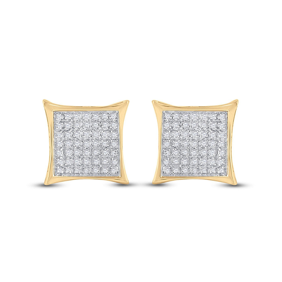 10kt Yellow Gold Womens Round Diamond Kite Square Earrings 1/3 Cttw