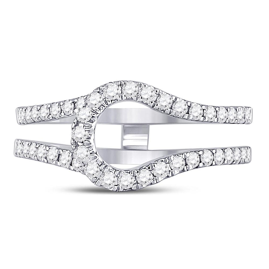 14kt White Gold Womens Round Diamond Wrap Ring Guard Enhancer 1/2 Cttw