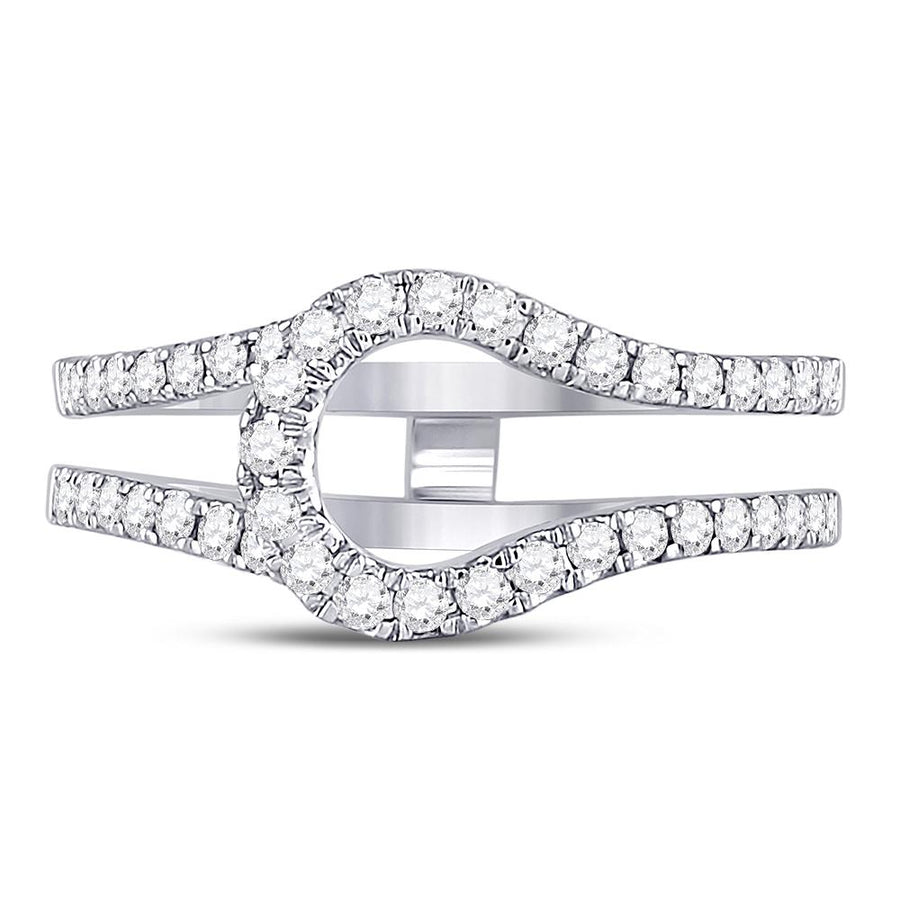 14kt White Gold Womens Round Diamond Wrap Ring Guard Enhancer 1/2 Cttw