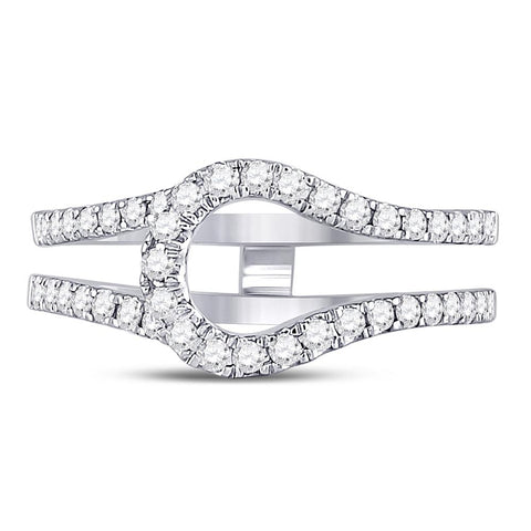 14kt White Gold Womens Round Diamond Wrap Ring Guard Enhancer 1/2 Cttw