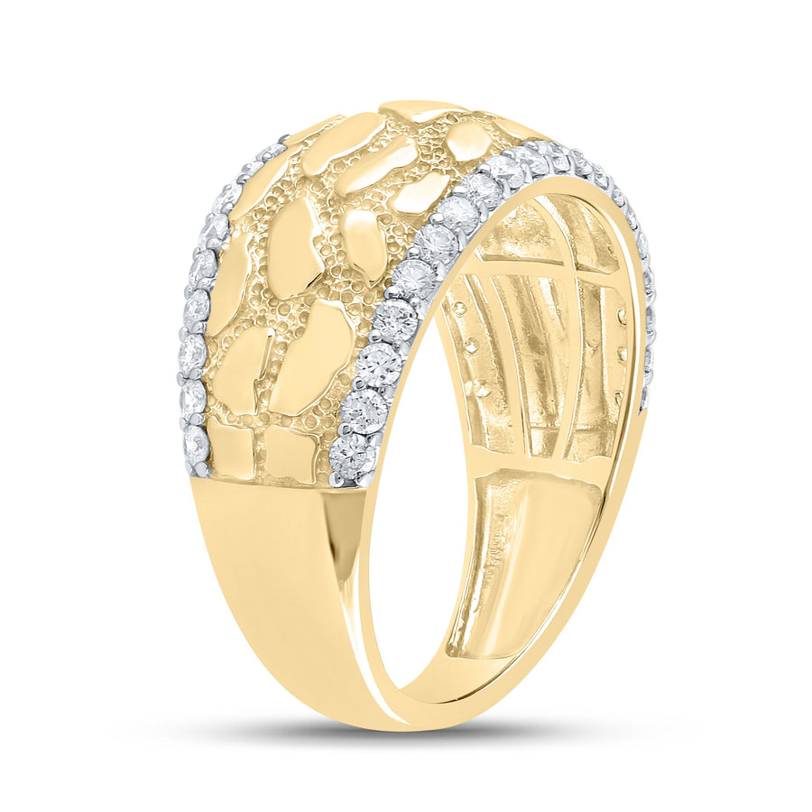 10kt Yellow Gold Mens Round Diamond Nugget Band Ring 3/4 Cttw