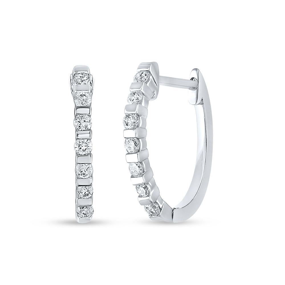 10kt White Gold Womens Round Diamond Hoop Earrings 1/4 Cttw