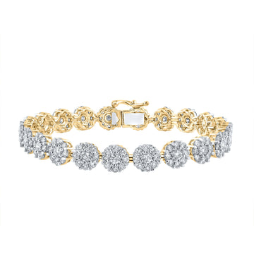 14kt Yellow Gold Womens Round Diamond Fashion Bracelet 7-7/8 Cttw
