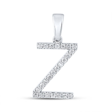 10kt White Gold Womens Round Diamond Z Initial Letter Pendant 1/5 Cttw