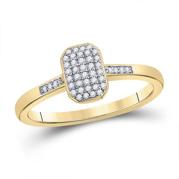 10kt Yellow Gold Womens Round Diamond Rectangle Cluster Ring 1/8 Cttw
