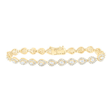 14kt Yellow Gold Womens Pear Diamond Fashion Bracelet 3 Cttw