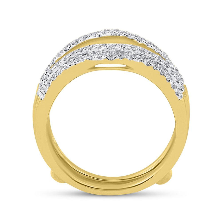 14kt Yellow Gold Womens Round Diamond Wedding Band Ring Guard Enhancer 1/2 Cttw