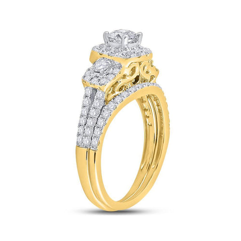14kt Yellow Gold Round Diamond 3-stone Bridal Wedding Engagement Ring 1-1/2 Cttw