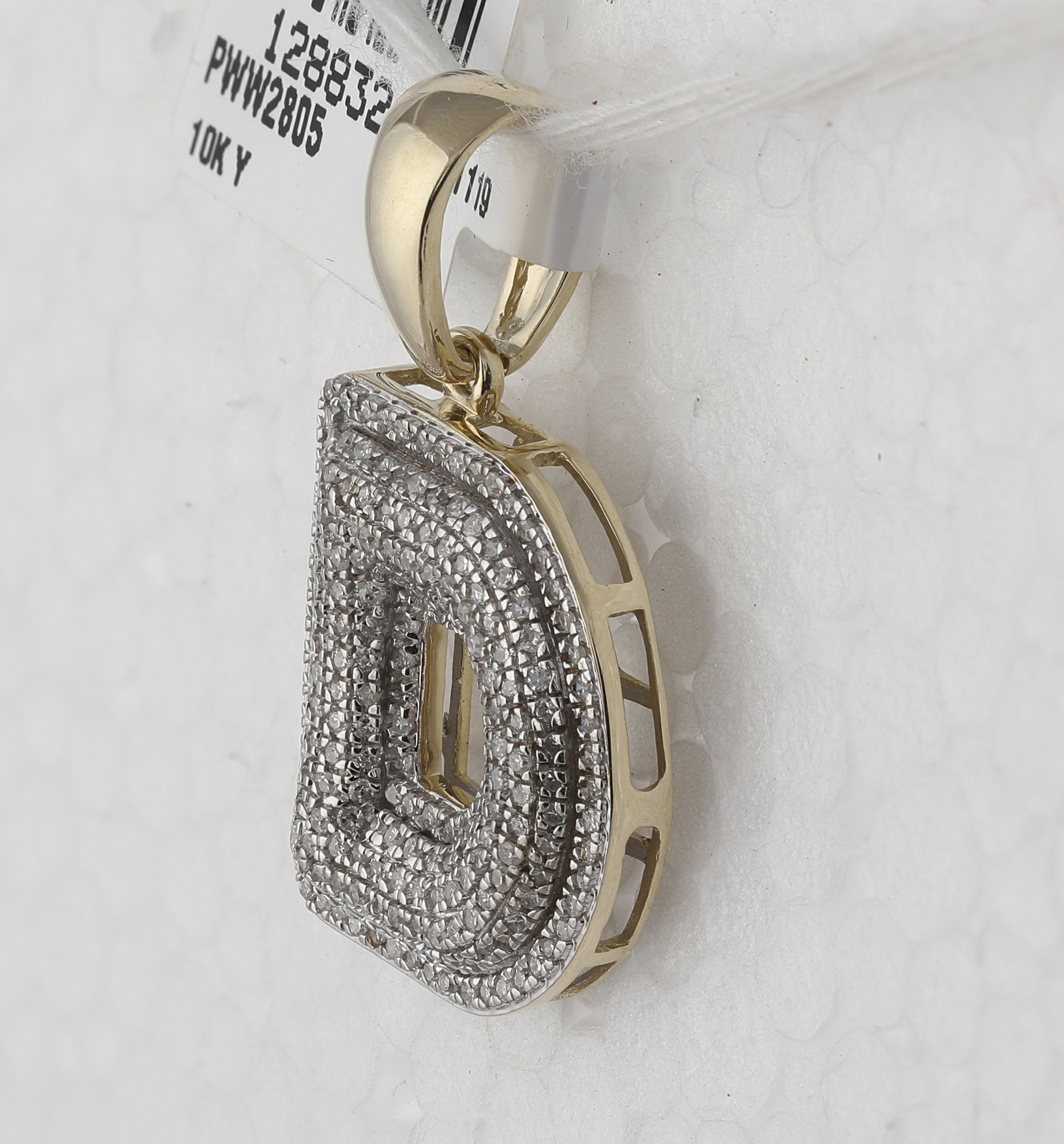 10kt Yellow Gold Mens Round Diamond Initial D Letter Charm Pendant 5/8 Cttw